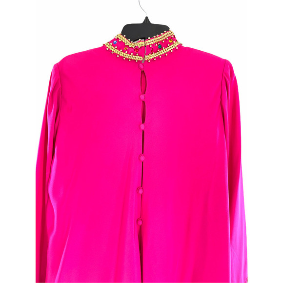 90’s MIGNON NEW YORK Pink Flared Rhinestone Dress - Picture 8 of 12